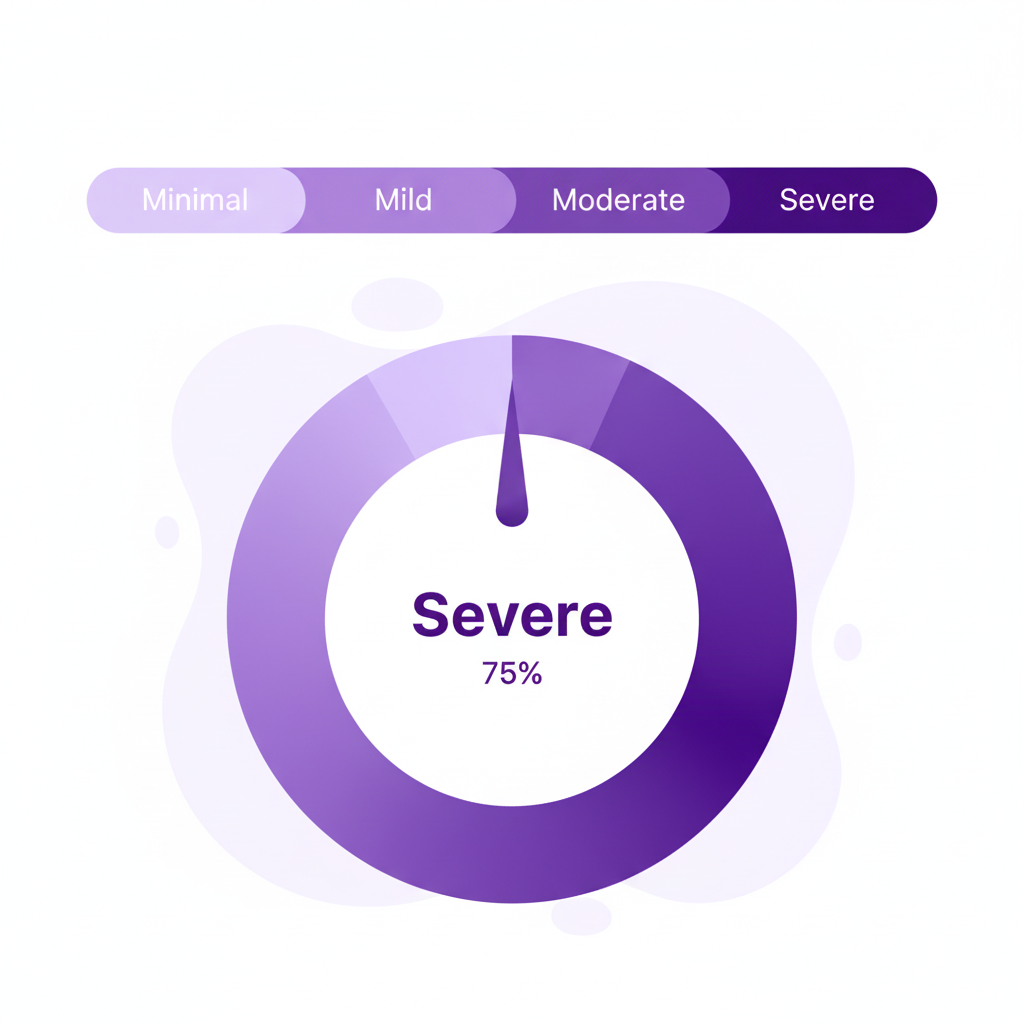 Illustration of depression quiz with score result graph.